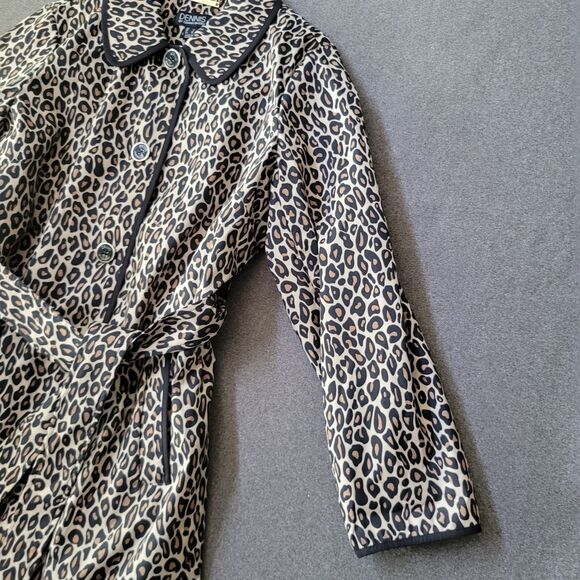 Dennis by Dennis Basso L Animal Print 7 Rain Trench Coat 728 - Picture 4 of 10